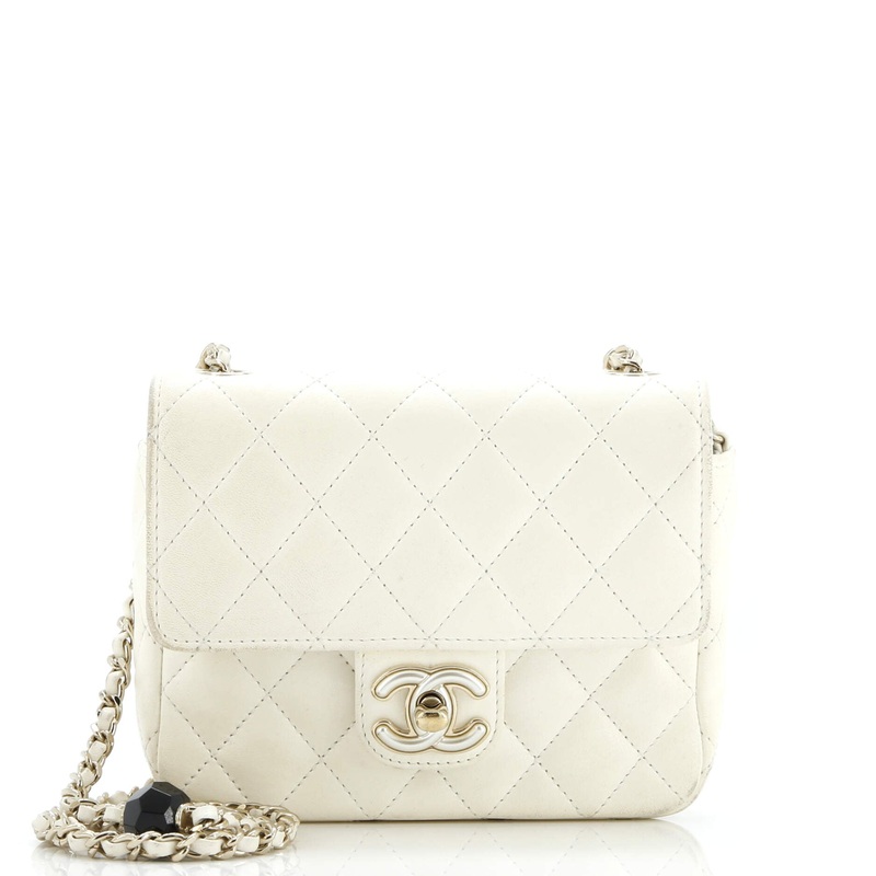 Coco de Toi Heart Chain Square Flap Bag Quilted Lambskin Mini