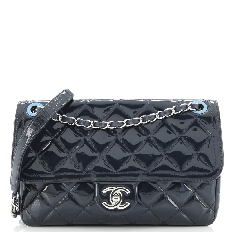Coco Shine Flap Bag Quilted Patent Medium