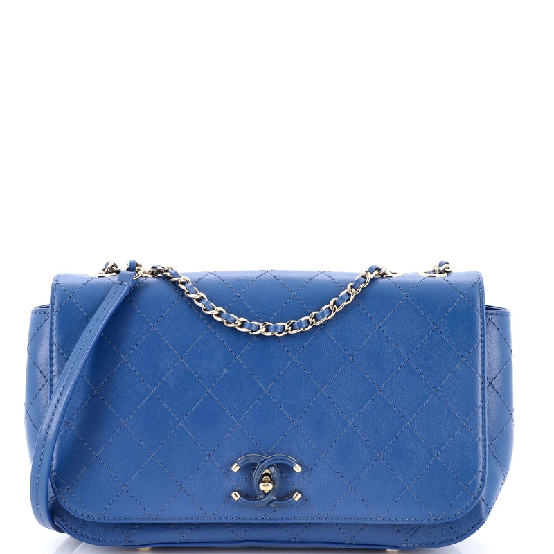 Covered CC Flap Bag Stitched Calfskin Medium