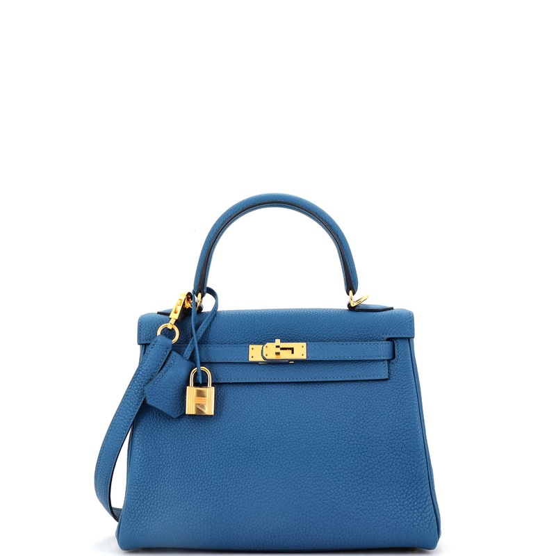 Kelly Handbag Bleu France Togo with Gold Hardware 25