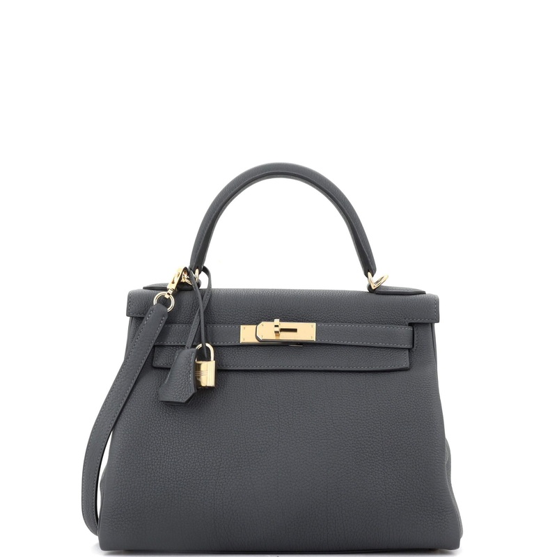 Kelly Handbag Grey Togo with Permabrass Hardware 28