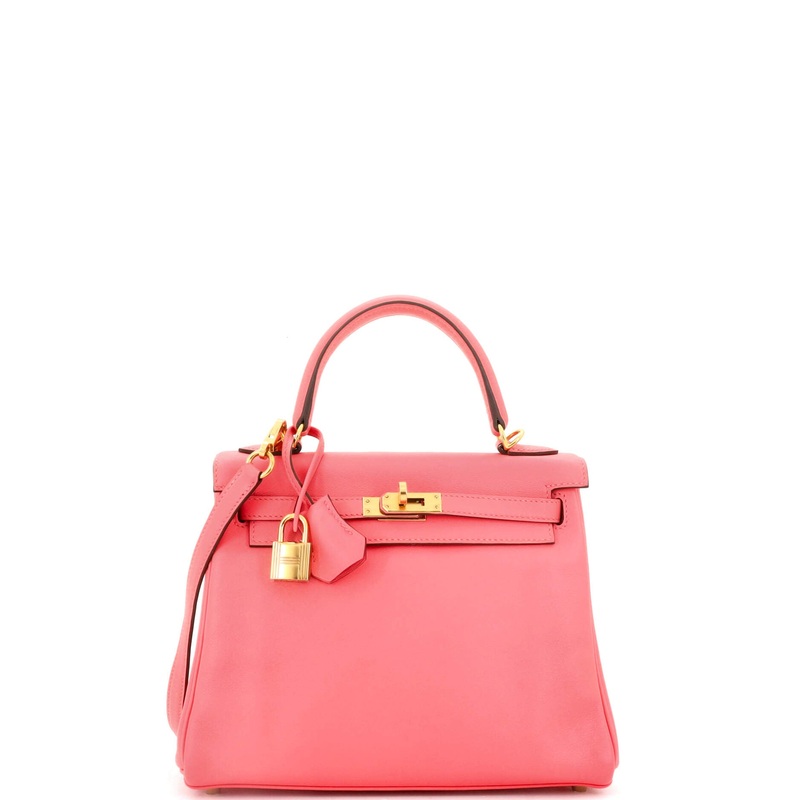 Kelly Handbag Rose Azale Swift with Gold Hardware 25