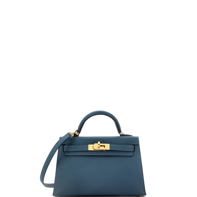 Kelly Mini II Bag Deep Blue Epsom with Gold Hardware 20