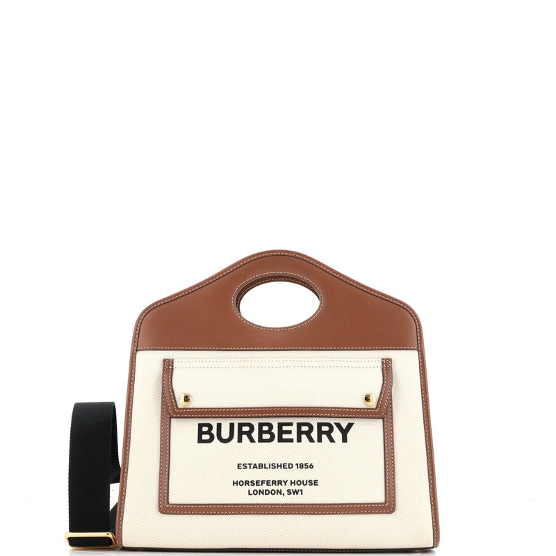 Logo Pocket Tote Canvas with Leather Small