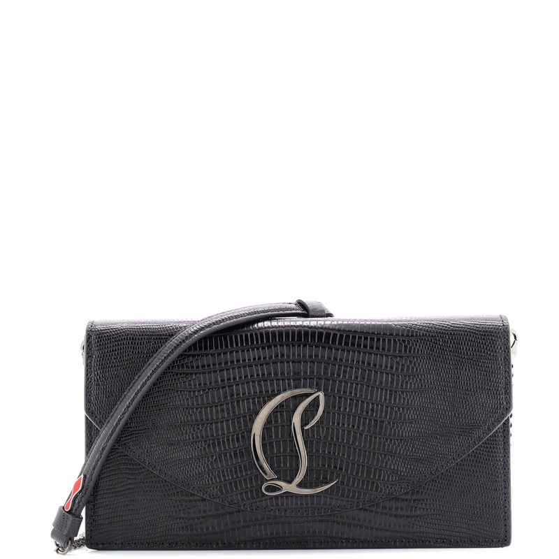 Loubi54 Chain Clutch Lizard Embossed Leather