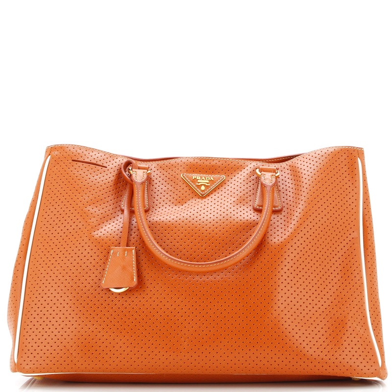 Lux Open Tote Perforated Saffiano Leather Large