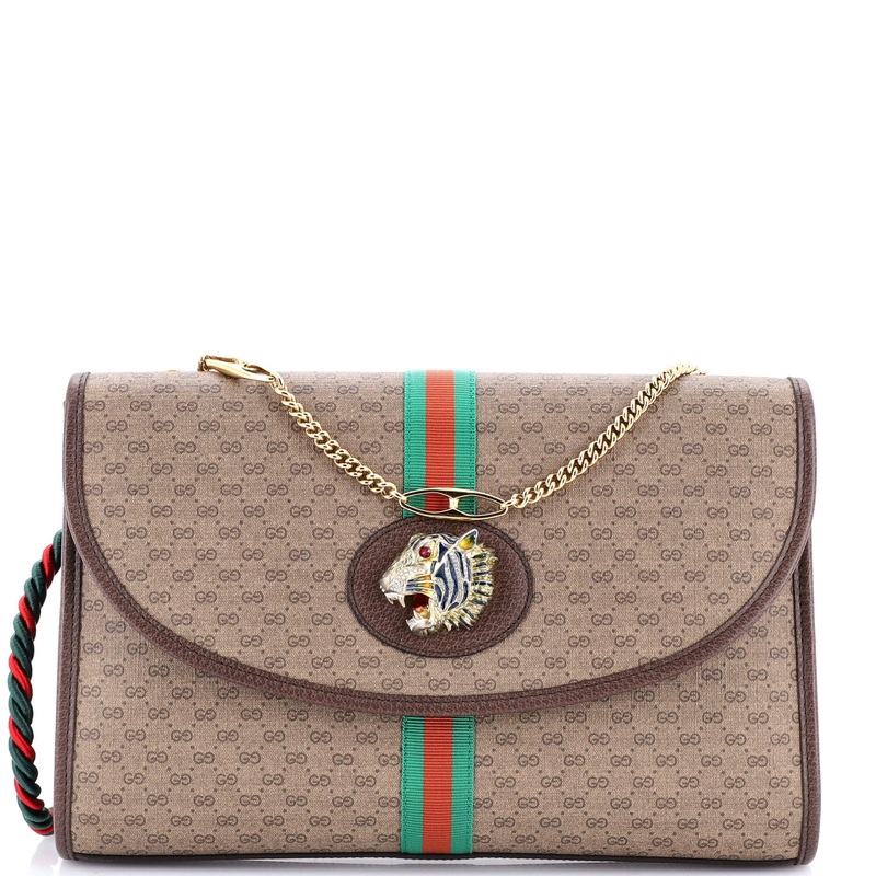 Rajah Web Chain Shoulder Bag GG Coated Canvas Medium