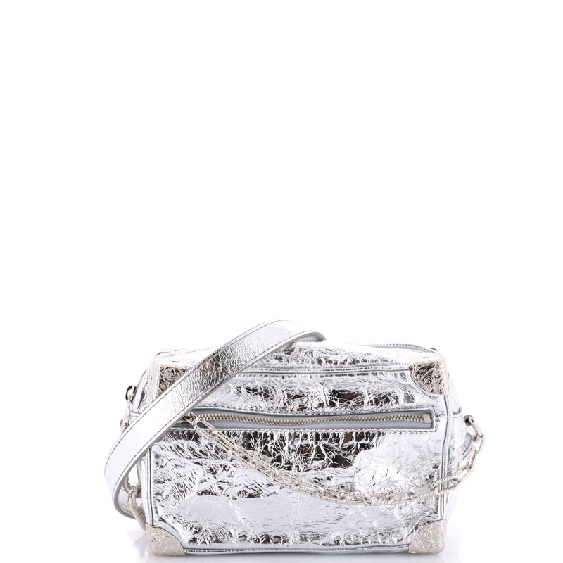 Soft Trunk Bag Crushed Metallic Calfskin Leather Mini