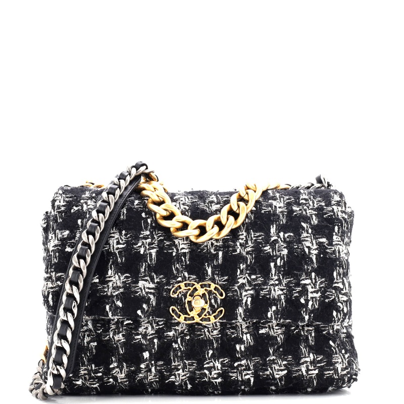 19 Flap Bag Quilted Tweed Large