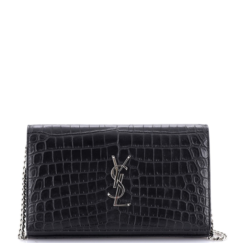 Classic Monogram Wallet on Chain Crocodile Embossed Leather
