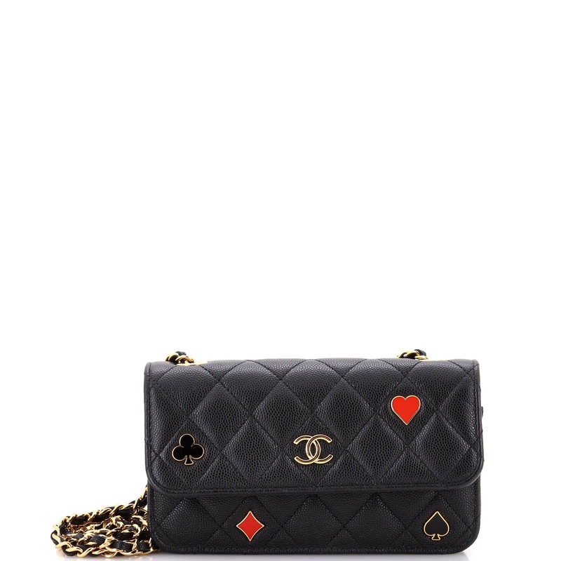 Coco Casino Flap Phone Holder with Chain Quilted Caviar
