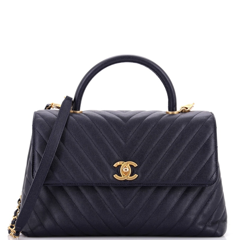 Coco Top Handle Bag Chevron Caviar Medium