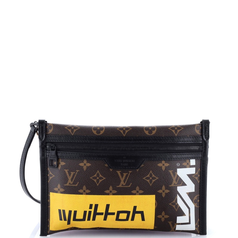 Double Flat Messenger Bag Limited Edition Logo Story Monogram Canvas and Denim