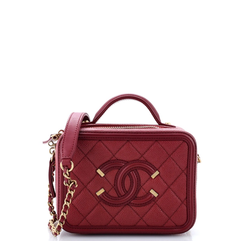 Filigree Vanity Case Quilted Caviar Small
