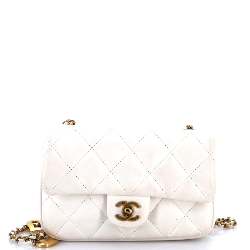Heart Charms Flap Bag Quilted Lambskin Mini