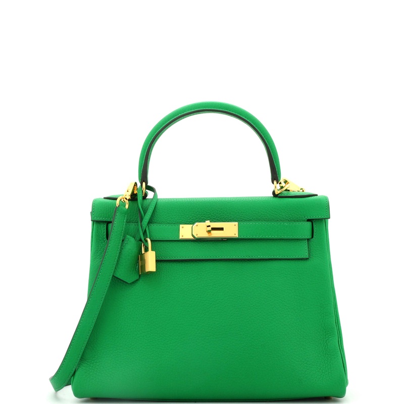 Kelly Handbag Bamboo Clemence with Gold Hardware 28