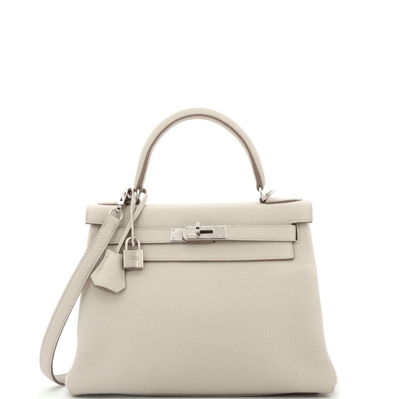 Kelly Handbag Light Clemence with Palladium Hardware 28