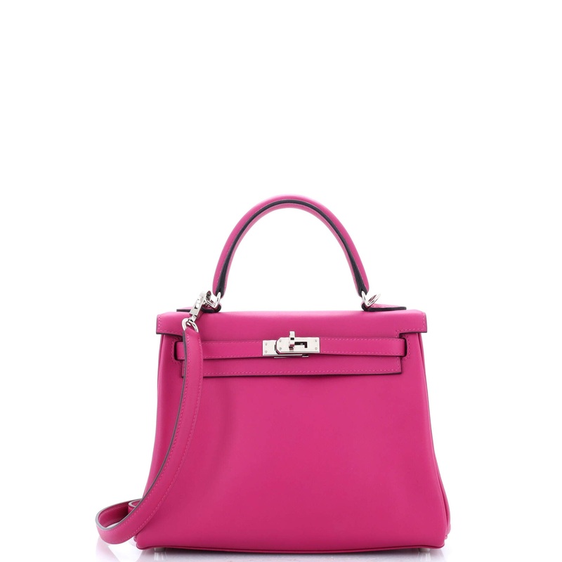 Kelly Handbag Rose Pourpre Swift with Palladium Hardware 25