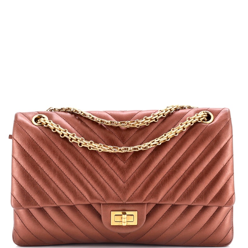 Reissue 2.55 Flap Bag Chevron Metallic Aged Calfskin 226