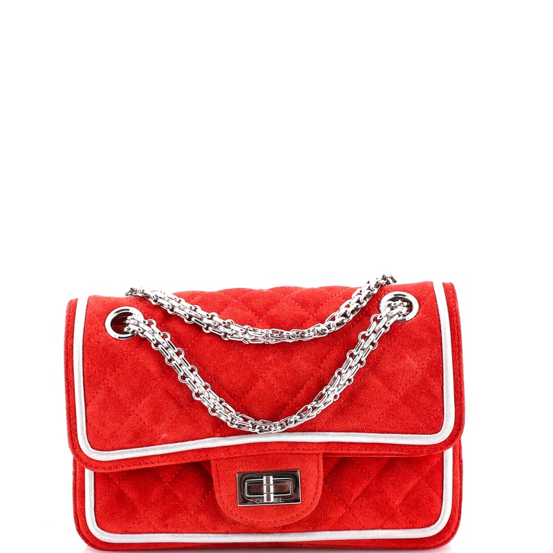 Reissue 2.55 Flap Bag Quilted Suede with Metallic Calfskin 224