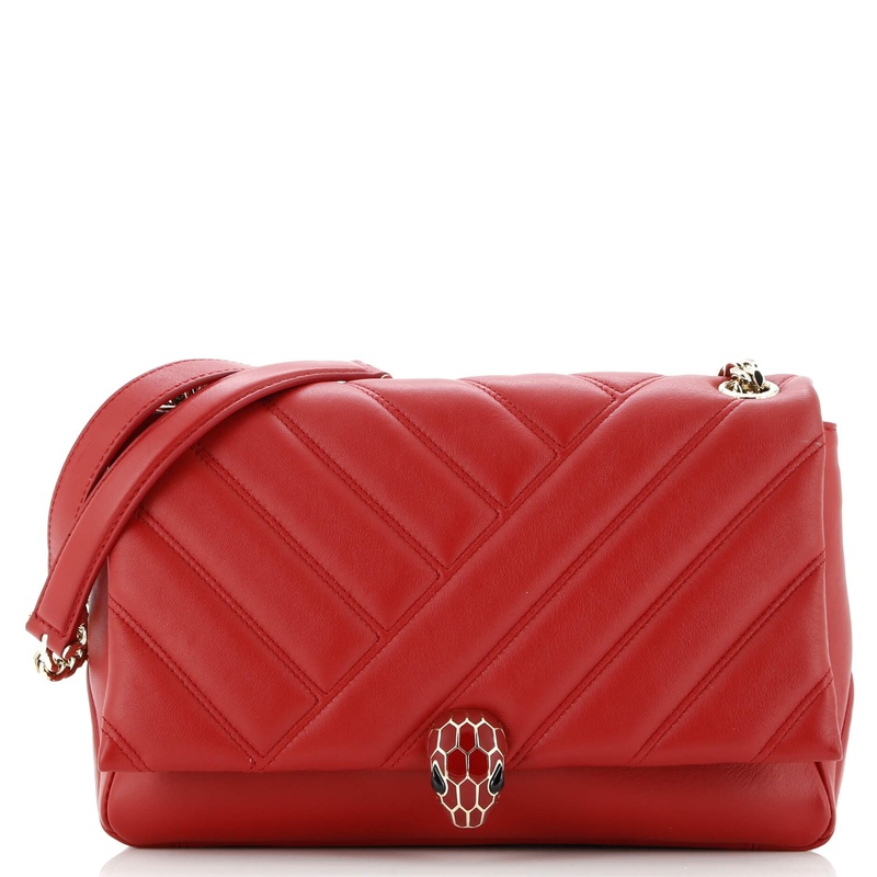 Serpenti Cabochon Shoulder Bag Diagonal Quilted Leather Medium