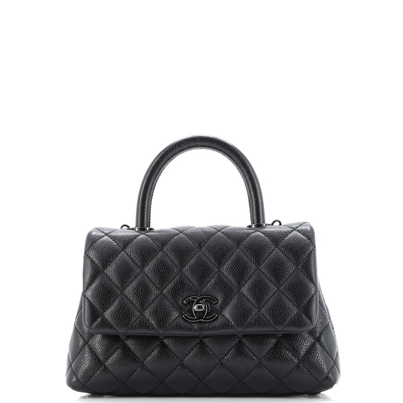 So Black Coco Top Handle Bag Quilted Caviar Mini