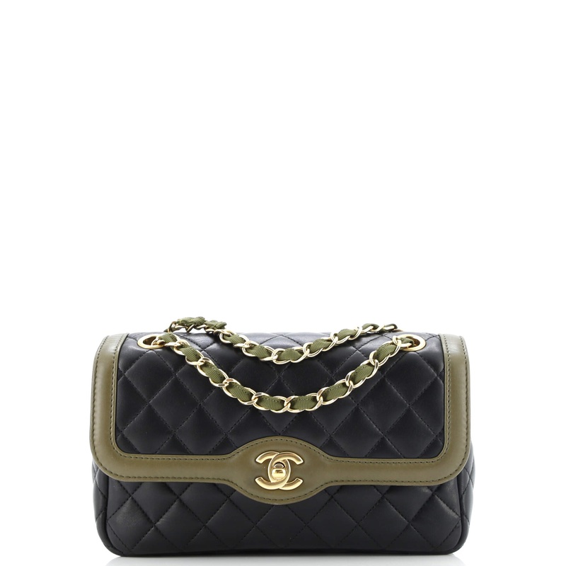 Two Tone Flap Bag Quilted Lambskin Small