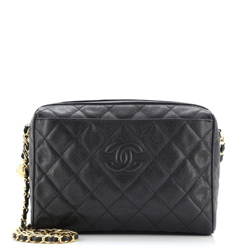 Vintage Diamond CC Camera Shoulder Bag Quilted Caviar Medium