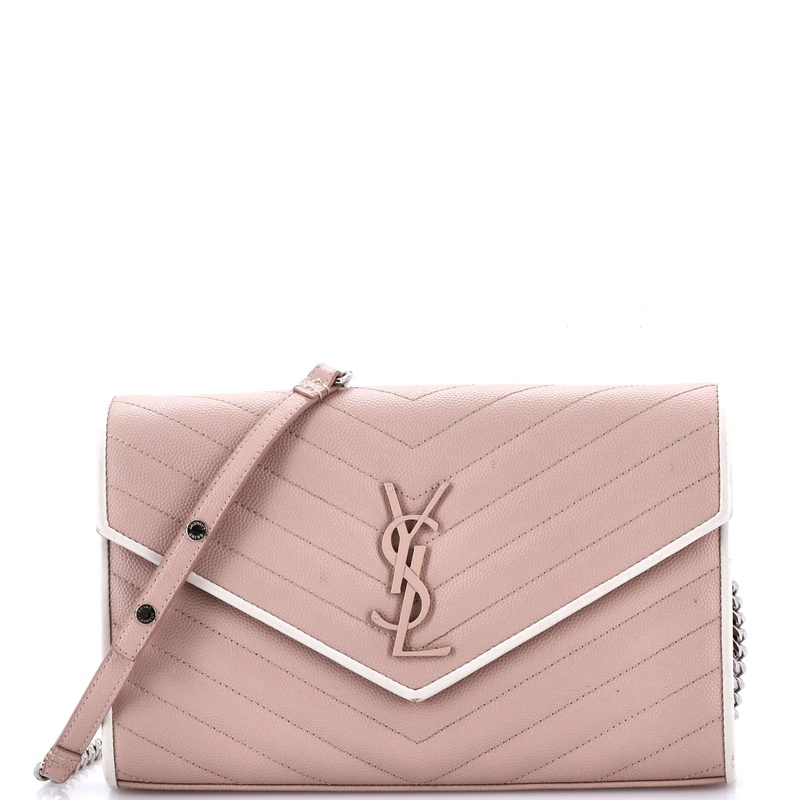 Bicolor Classic Monogram Wallet on Chain Matelasse Chevron Leather Medium