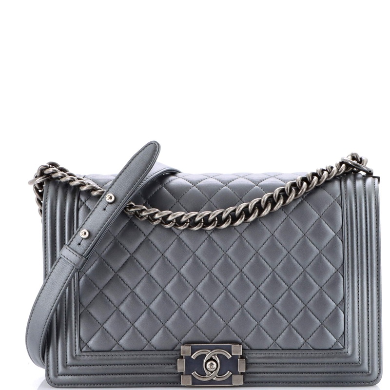 Boy Flap Bag Quilted Metallic Calfskin New Medium