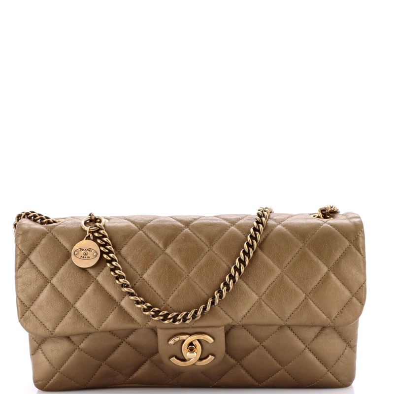 CC Crown Flap Bag Quilted Leather Medium