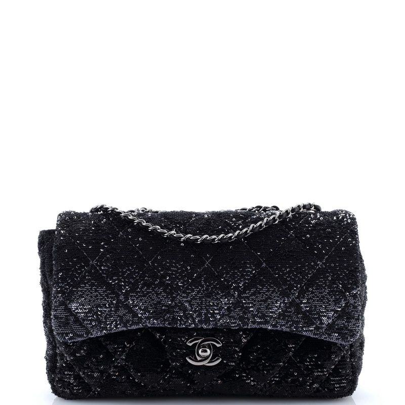 CC Flap Bag Quilted Ombre Sequins Medium