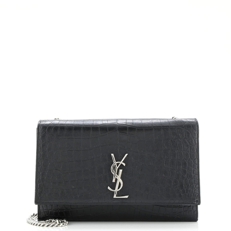 Classic Monogram Crossbody Bag Crocodile Embossed Leather Large