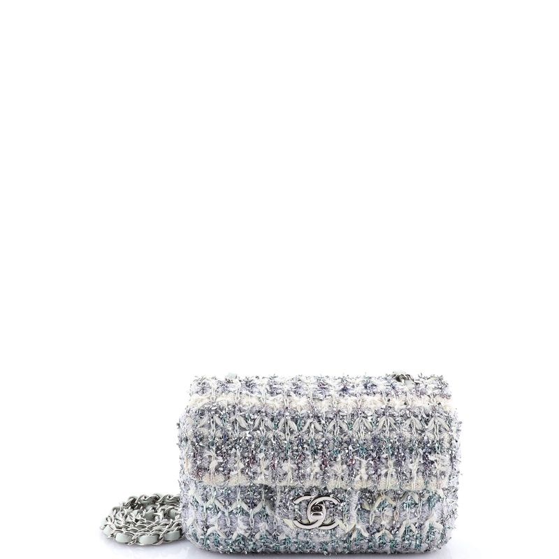 Classic Single Flap Bag Quilted Tweed and Ribbon Mini