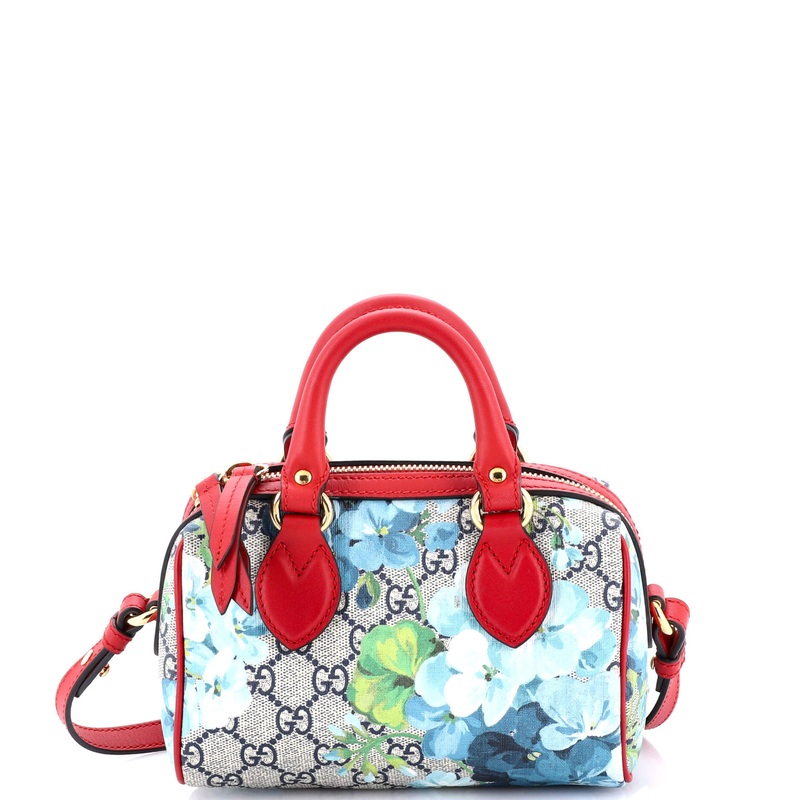 Convertible Boston Bag Blooms Print GG Coated Canvas Nano