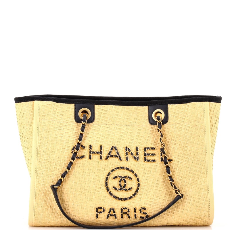 Deauville Tote Straw with Chain Detail Small