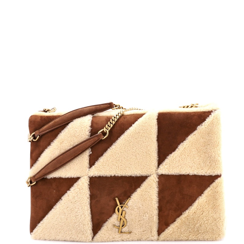 Jamie Flap Bag Quilted Suede and Shearling Large