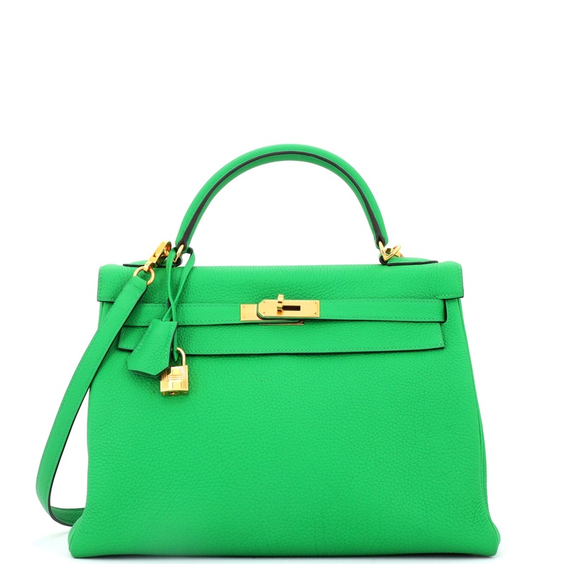 Kelly Handbag Bamboo Togo with Gold Hardware 32