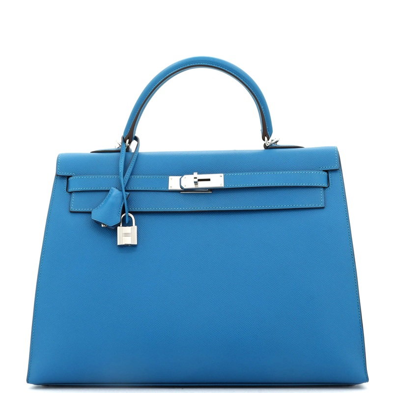 Kelly Handbag Mykonos Epsom with Palladium Hardware 35