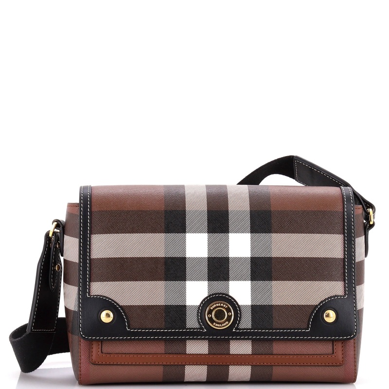 Note Crossbody Bag Check Canvas and Leather Medium