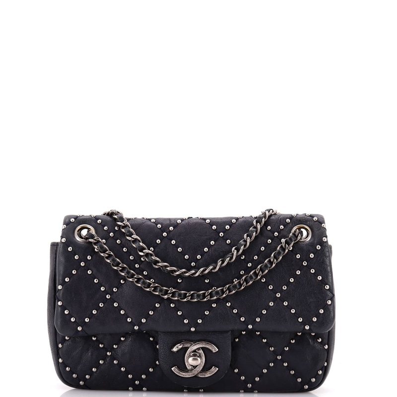 Paris-Dallas Metal Beauty Flap Bag Studded Quilted Distressed Calfskin Small