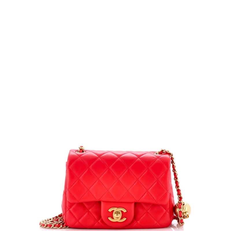 Pearl Crush Square Flap Bag Quilted Lambskin Mini