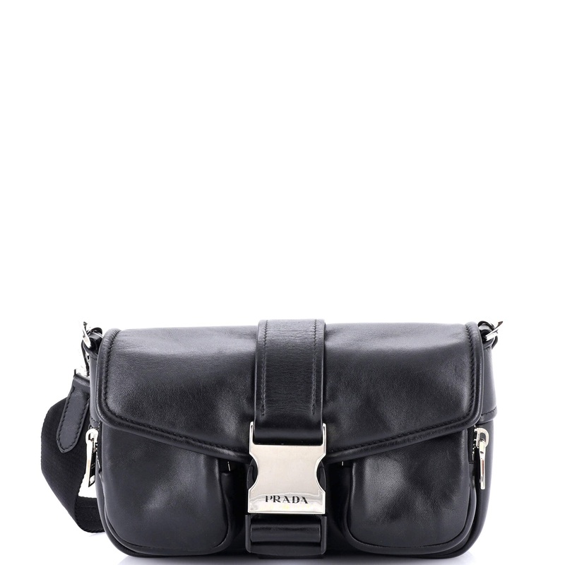 Pocket Flap Shoulder Bag Leather