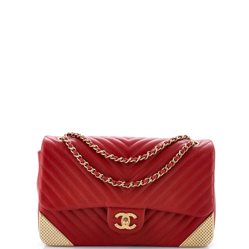 Rock the Corner Flap Bag Chevron Leather Medium
