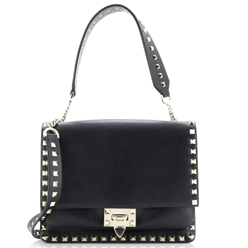 Rockstud Flip Lock Flap Top Handle Bag Leather Small