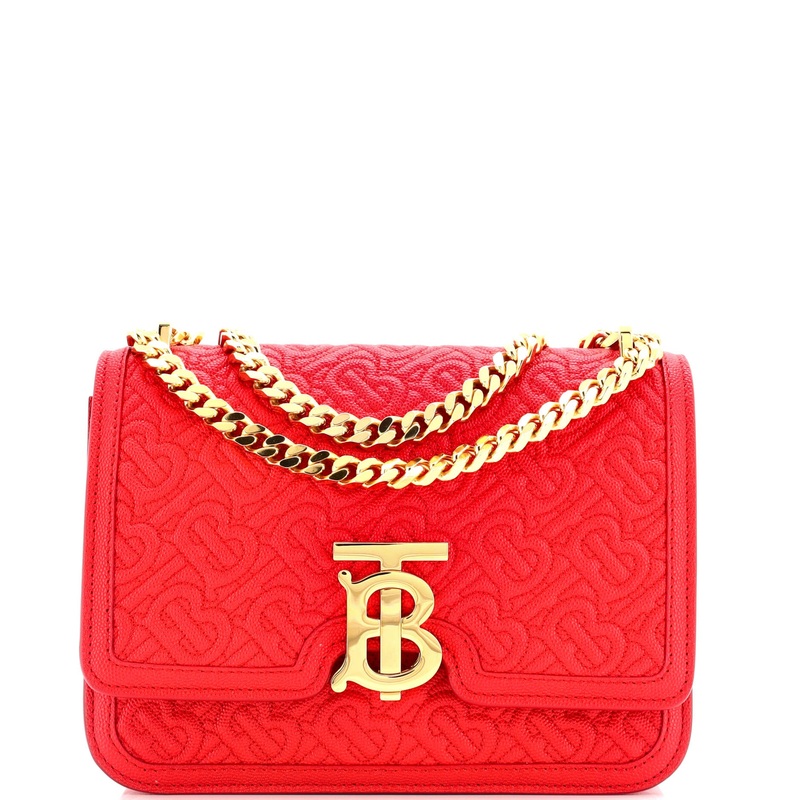 TB Flap Chain Bag Monogram Embossed Leather Small