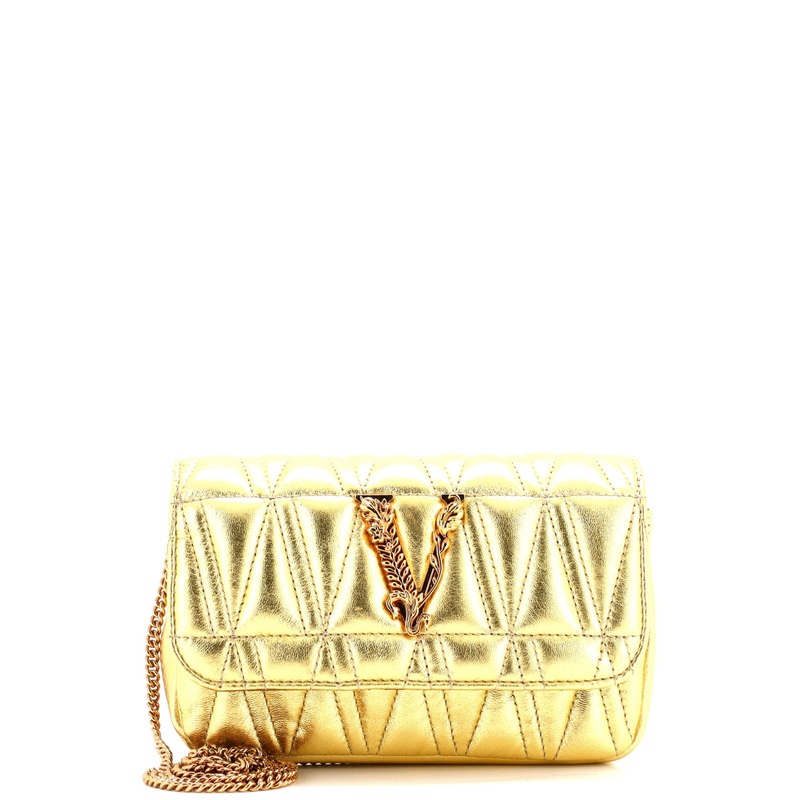 Virtus Chain Flap Shoulder Bag Quilted Leather Mini