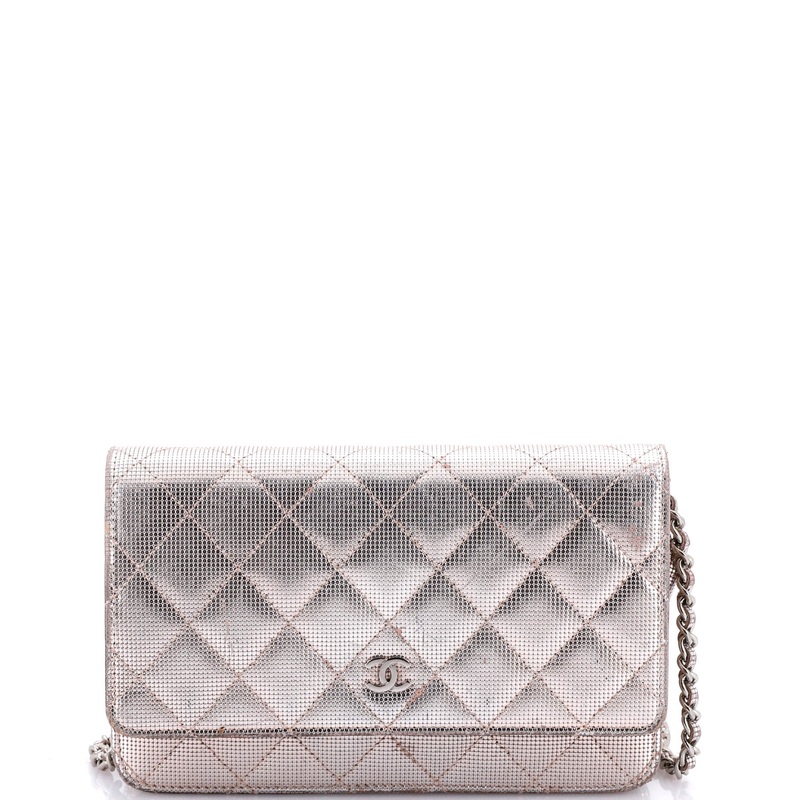 Wallet on Chain Pixel Effect Quilted Calfskin