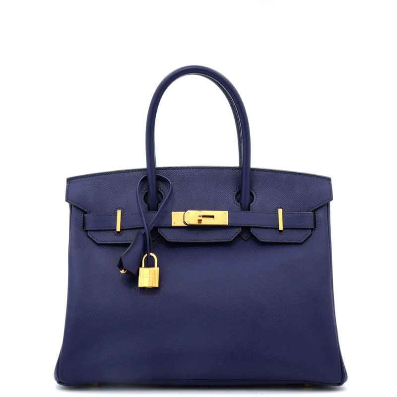 Birkin Handbag Bleu Encre Epsom with Gold Hardware 30