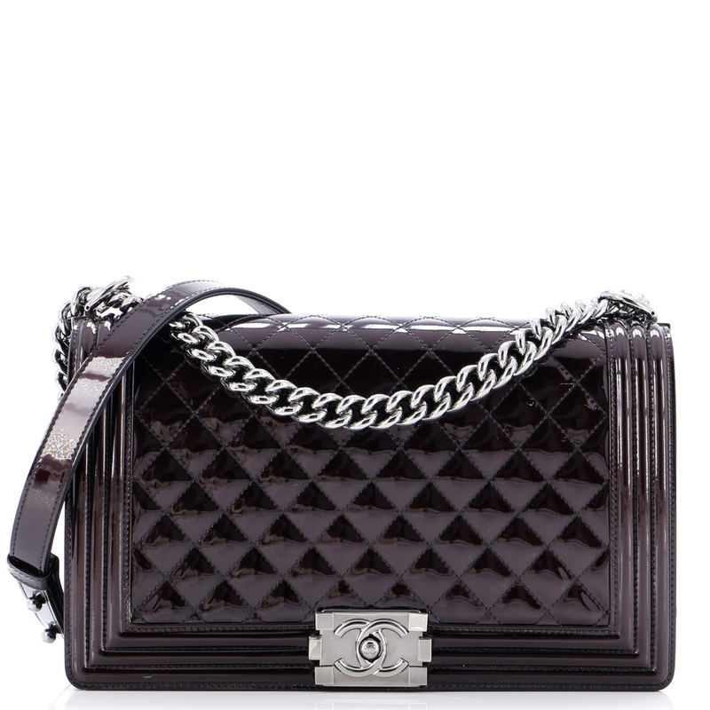 Boy Flap Bag Quilted Patent New Medium